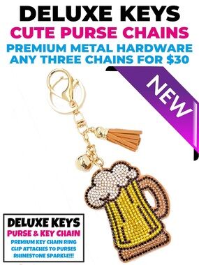 DeLuxe Keys Rhinestone Keychain/Purse Chain-Beer Mug